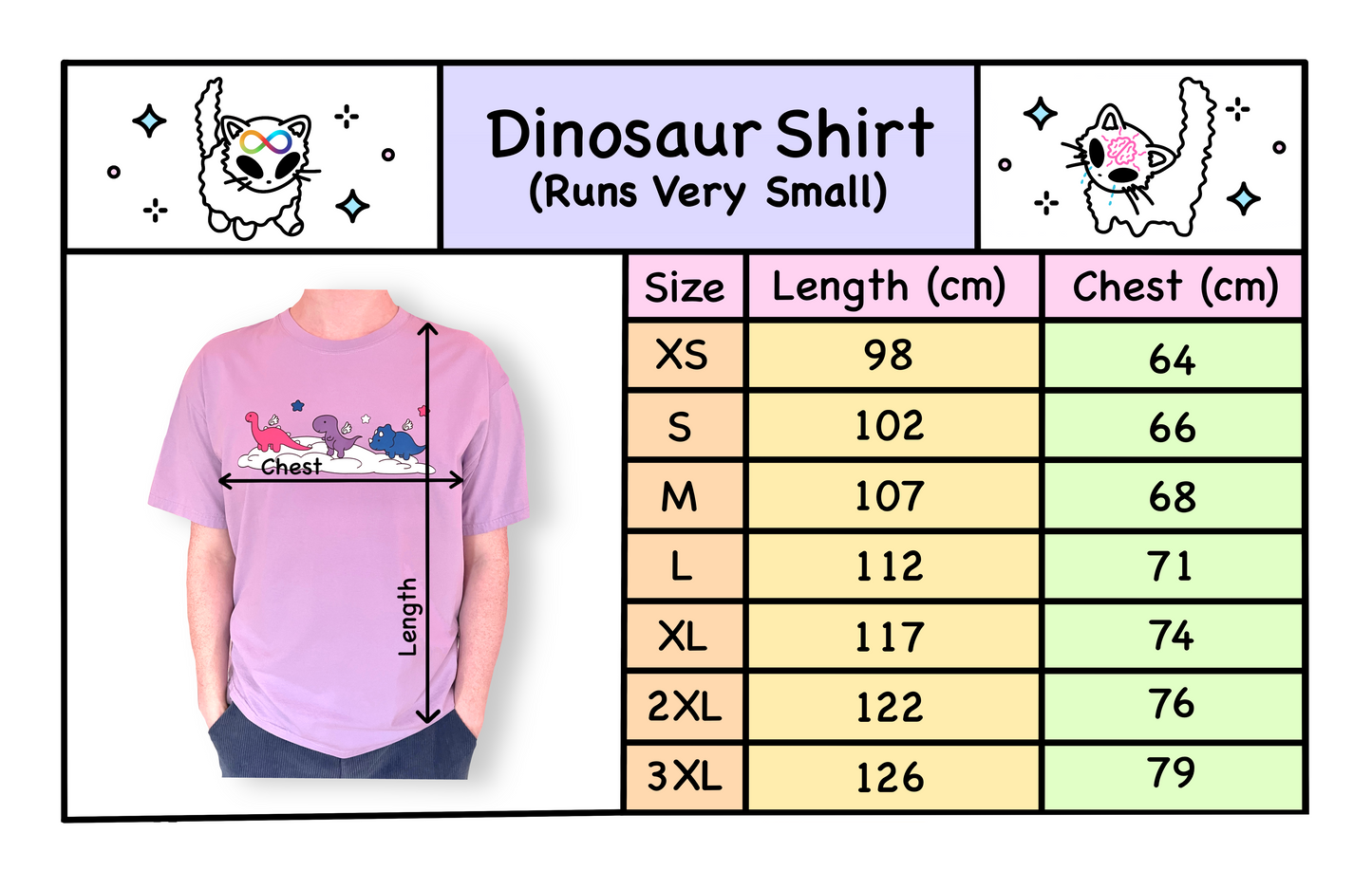 cloud parade dino shirt (run small)