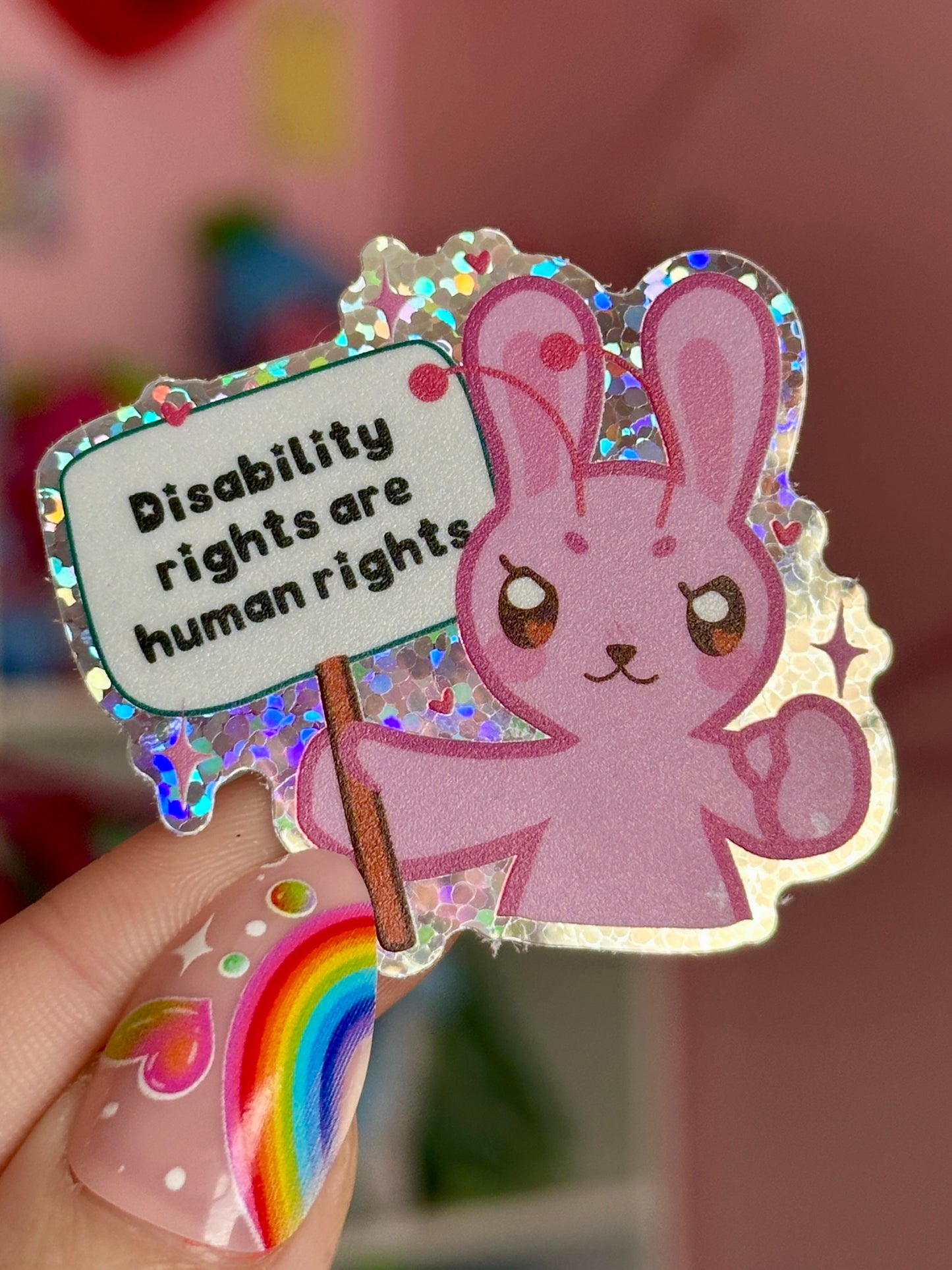 Disability Rights Glitter Holo Sticker