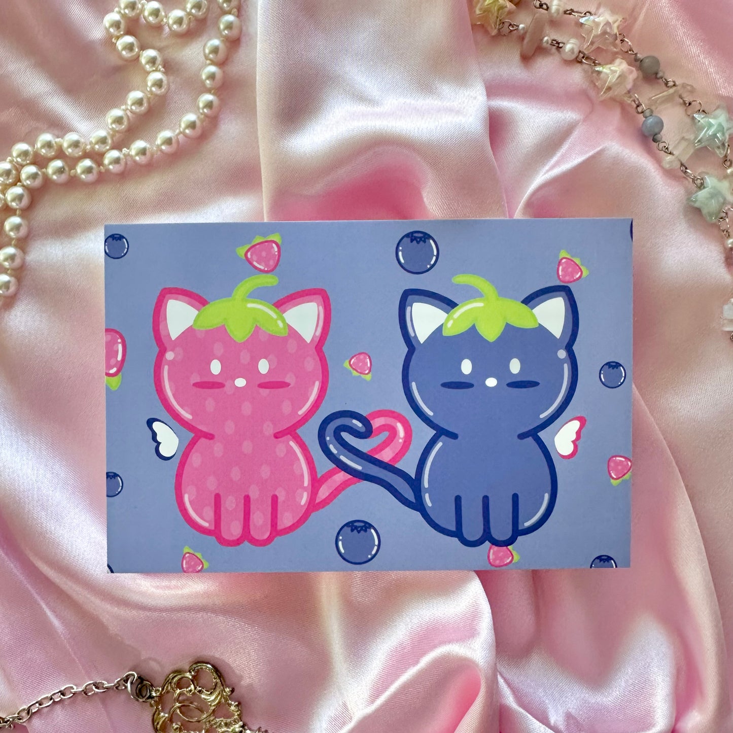 “strawberry and blueberry cats” print