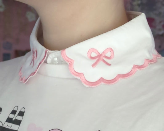 pink bow fake collar