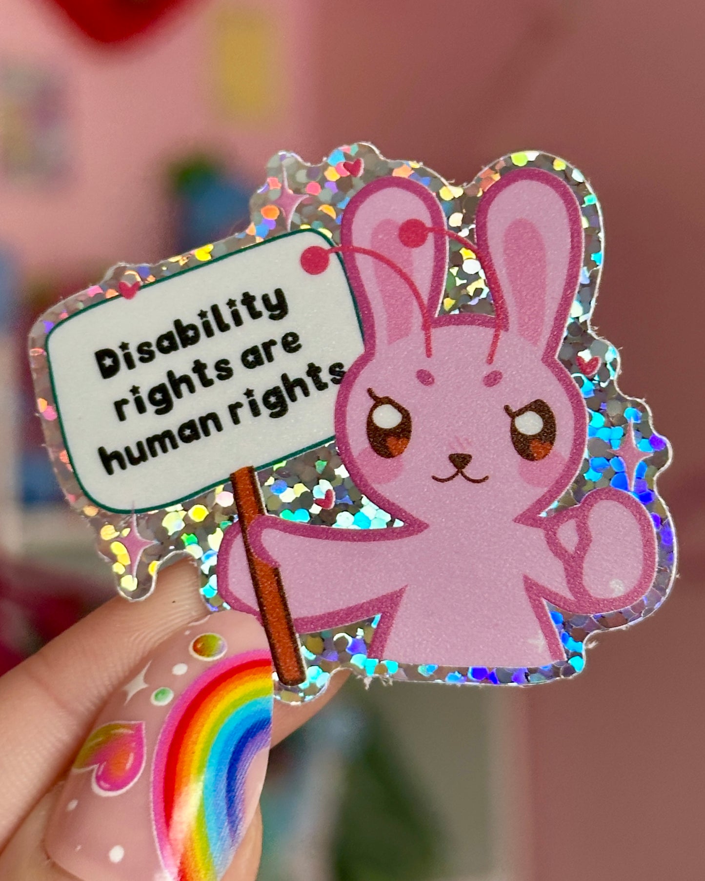 Disability Rights Glitter Holo Sticker