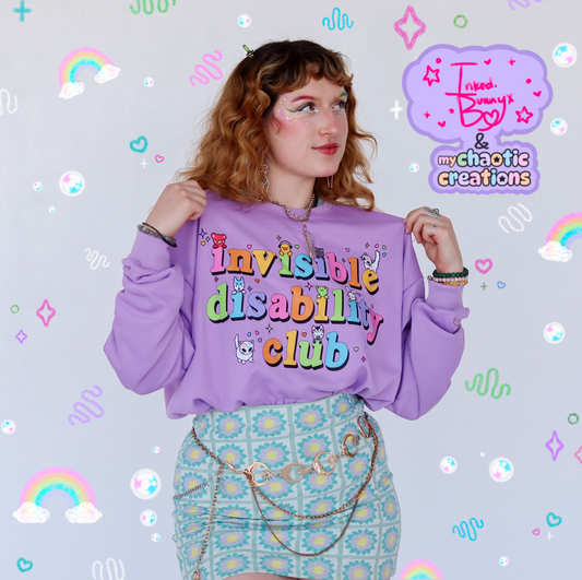 purple invisibile disability club sweater (runs small)