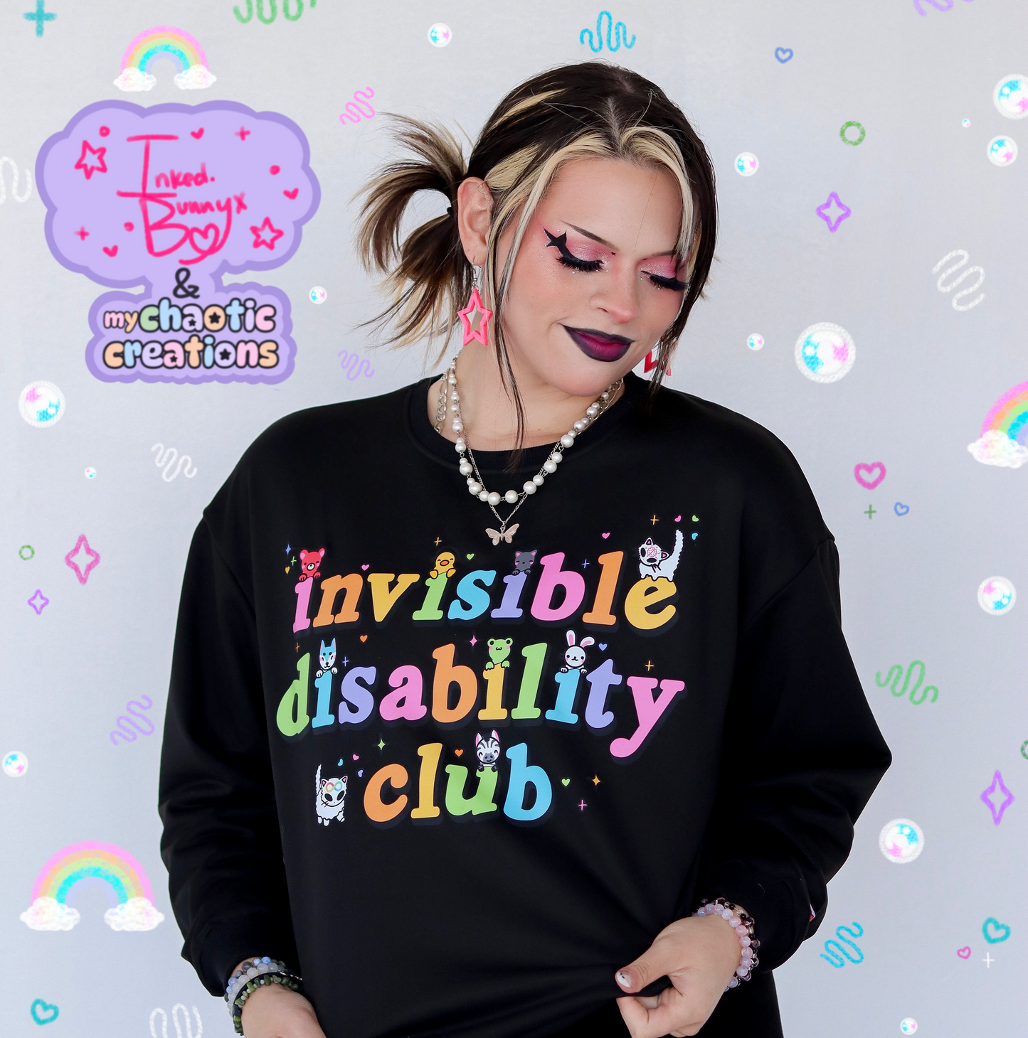 black invisibile disability club sweater (runs small)